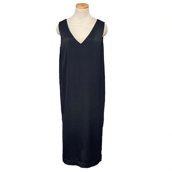 AHLENS SWEDEN Dress V Neck Cocktail Party Maxi Black Size 40 Medium - Picture 1 of 16
